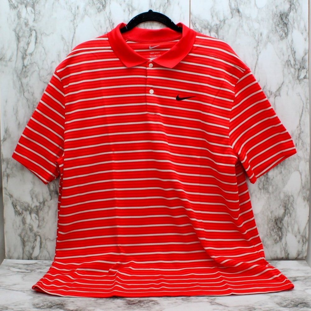 Nike Men's Dri-Fit S/S Polo  {TRACK RED/EMBER GLOW/LIGHT BONE/BLACK} -NEW-